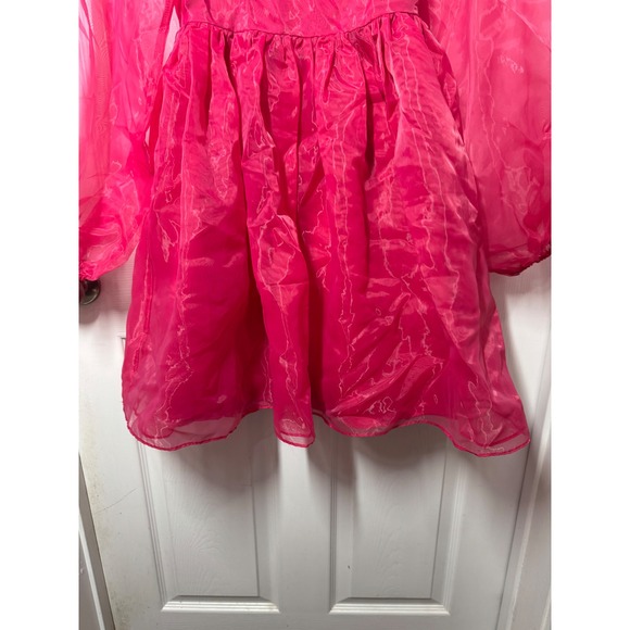 Altar'd State Hot Pink Organza Puff Sleeve Dress — XS Whimsical - Picture 4 of 6